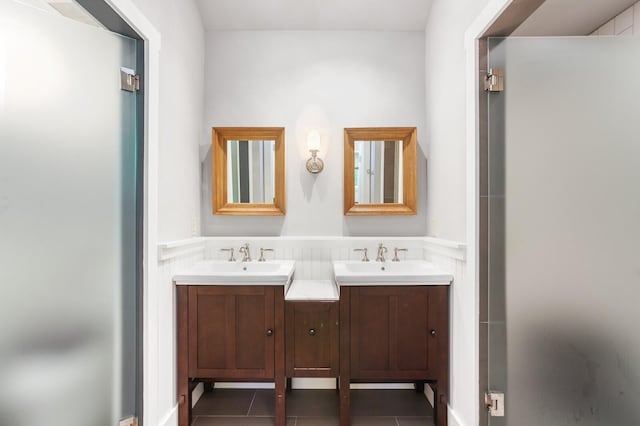 bathroom featuring vanity and tile patterned floors