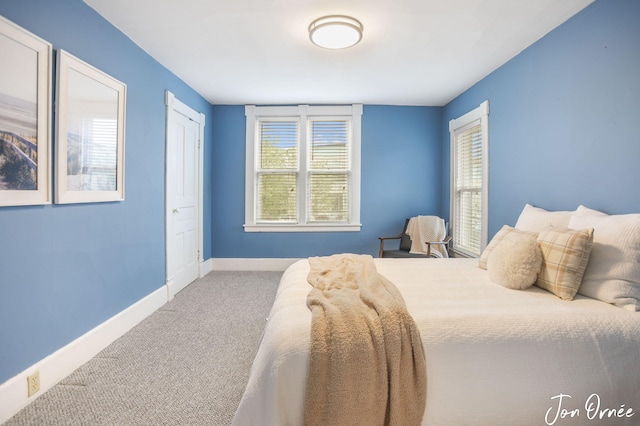 bedroom with baseboards and carpet flooring