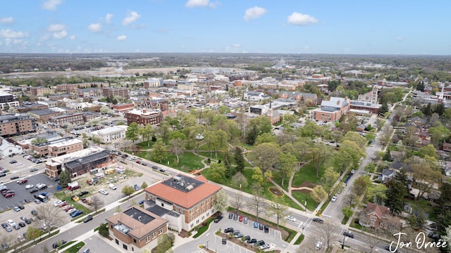 drone / aerial view featuring a city view