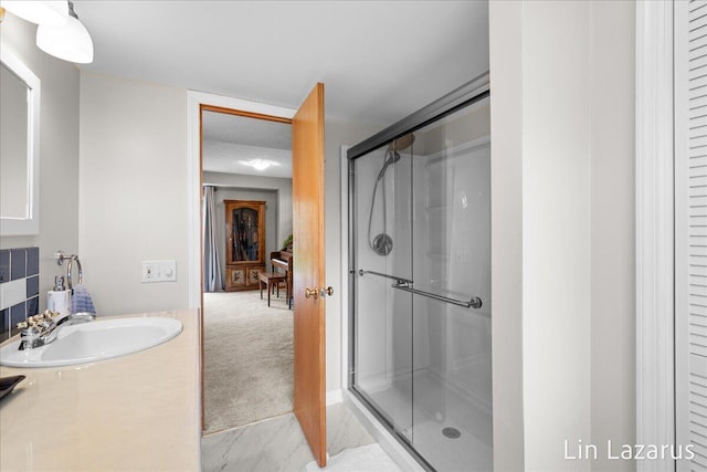 6332 Rush Creek Ct, Hudsonville, MI 49426 - full bath featuring vanity and a stall shower