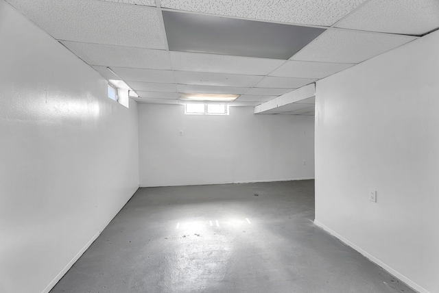 below grade area featuring a drop ceiling