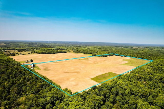 birds eye view of property featuring a view of trees