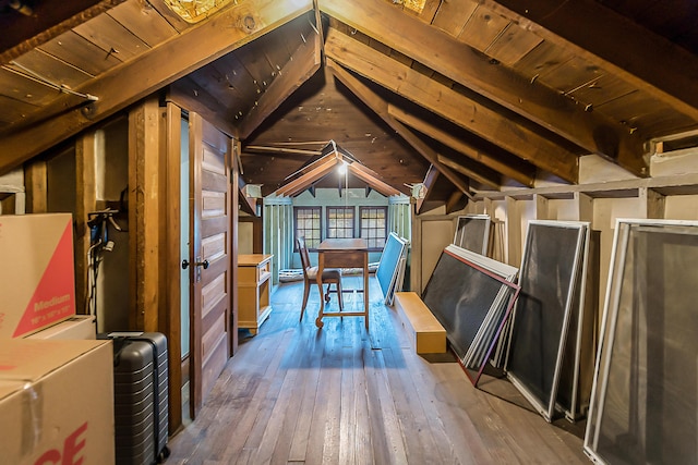 view of unfinished attic