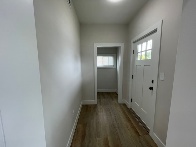 171 Davis St, Wyandotte, MI 48192 - entryway with dark wood finished floors and baseboards