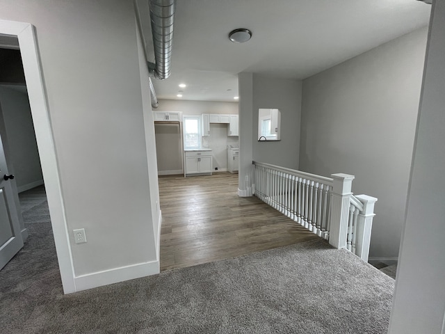 171 Davis St, Wyandotte, MI 48192 - hallway with an upstairs landing, carpet floors, recessed lighting, and baseboards