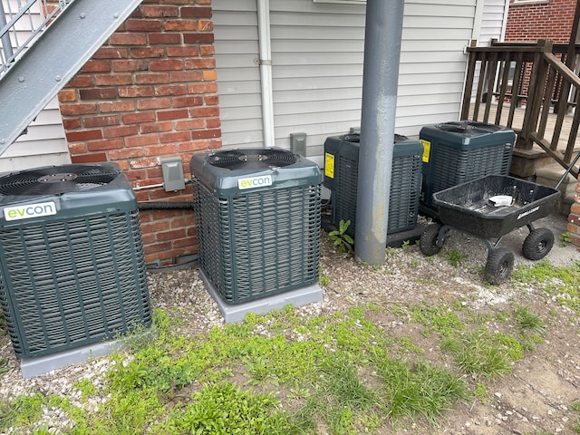 171 Davis St, Wyandotte, MI 48192 - exterior view of central AC unit and brick siding