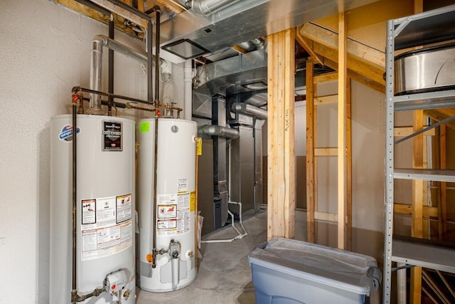 utility room featuring gas water heater
