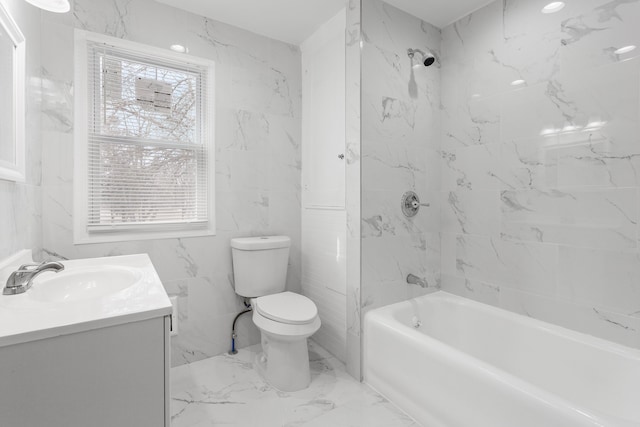 17193 Pierson St, Detroit, MI 48219 - full bathroom featuring vanity, marble finish floor, bathing tub / shower combination, and toilet