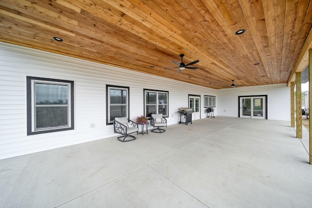 view of patio / terrace featuring area for grilling and ceiling fan