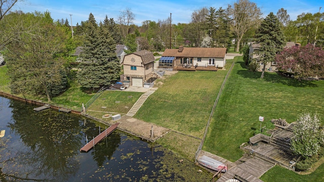 view of subject property with a large body of water