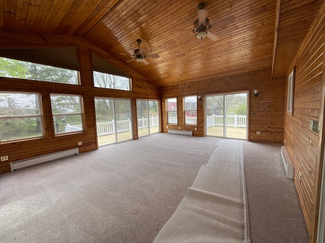 unfurnished sunroom featuring a baseboard radiator