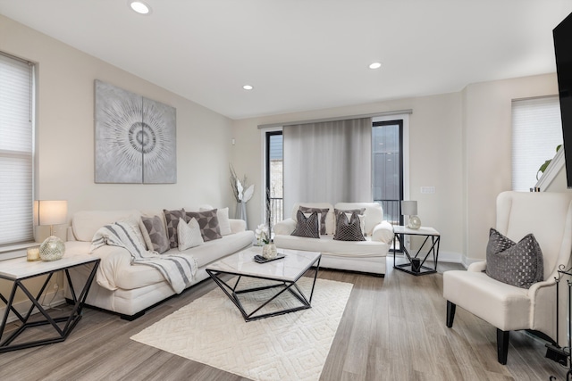 1049 Hampton Cir Unit 44, Detroit, MI 48207 - living area featuring baseboards, recessed lighting, and wood finished floors