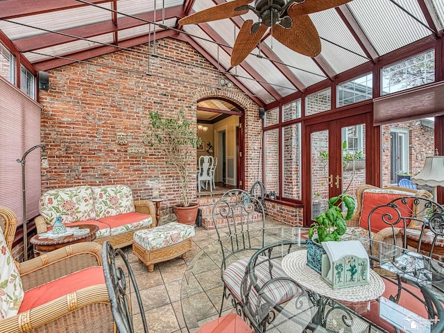 6603 S Stony Creek Rd, Monroe, MI 48162 - sunroom featuring arched walkways and french doors