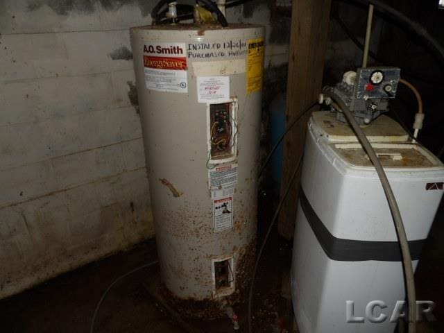 utility room featuring water heater