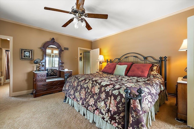 62 Robertson Ct, Clarkston, MI 48346 - carpeted bedroom with ornamental molding, baseboards, and ceiling fan