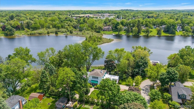 62 Robertson Ct, Clarkston, MI 48346 - aerial view of a nearby body of water and a heavily wooded area