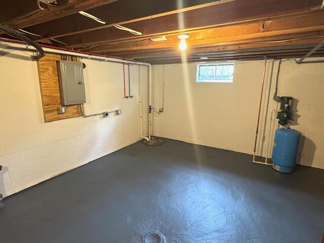 below grade area with electric panel