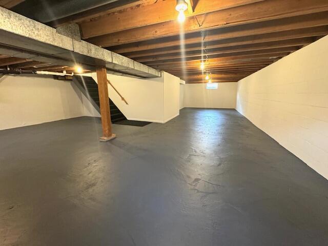 below grade area with stairs