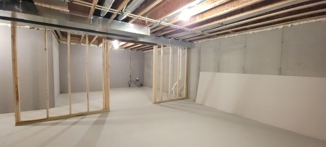 view of unfinished basement