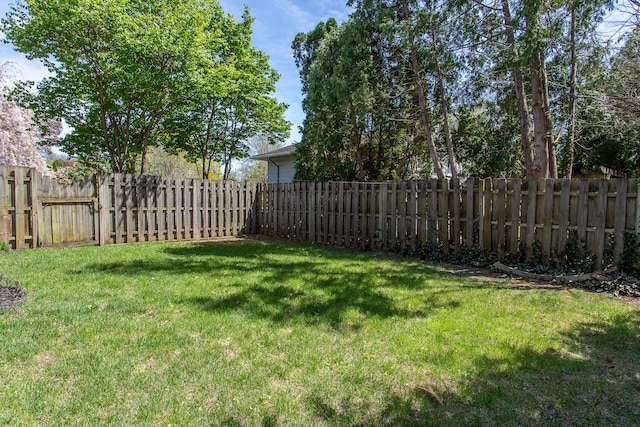 view of yard featuring a fenced backyard