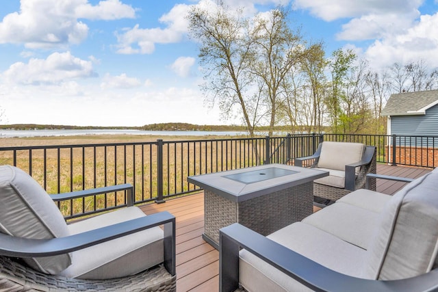 146 Bloomfield Blvd, Brooklyn, MI 49230 - wooden terrace with a water view and outdoor lounge area