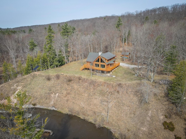 bird's eye view featuring a view of trees