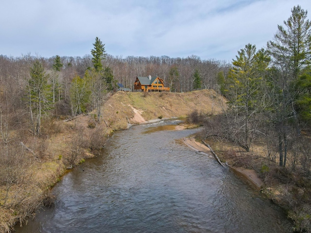 water view with a wooded view
