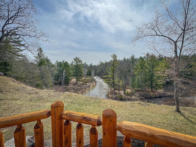 view of yard featuring a wooded view