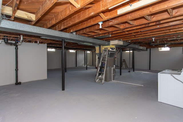 basement with independent washer and dryer