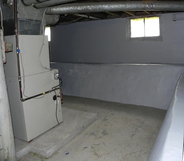 below grade area with heating unit
