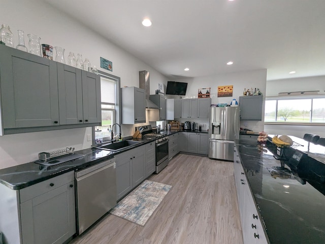3344 E Huron, Au Gres, MI 48703 - kitchen with a wealth of natural light, stainless steel appliances, a sink, and gray cabinets