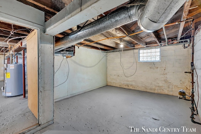 below grade area with gas water heater
