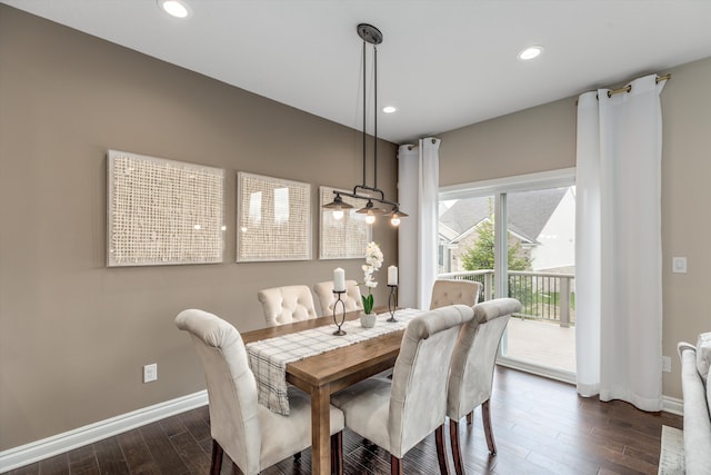 2774 Polson St, Ann Arbor, MI 48105 - dining space featuring baseboards, recessed lighting, and dark wood-style floors