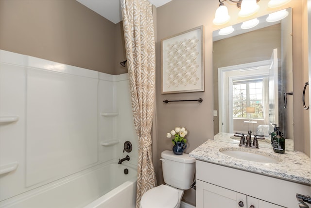 2774 Polson St, Ann Arbor, MI 48105 - bathroom featuring vanity, shower / bath combo, and toilet