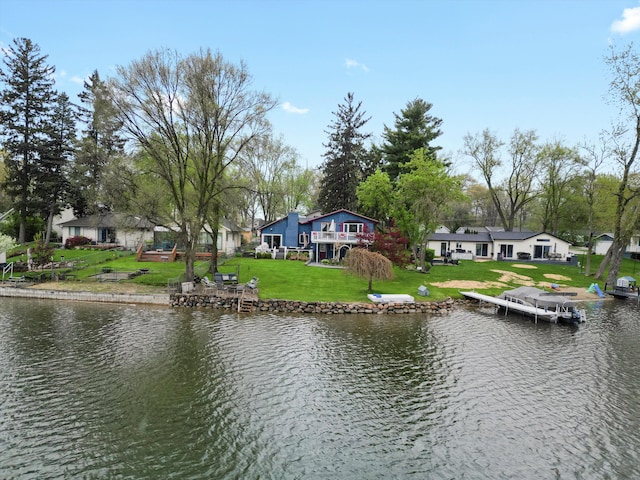 property view of water with a boat dock