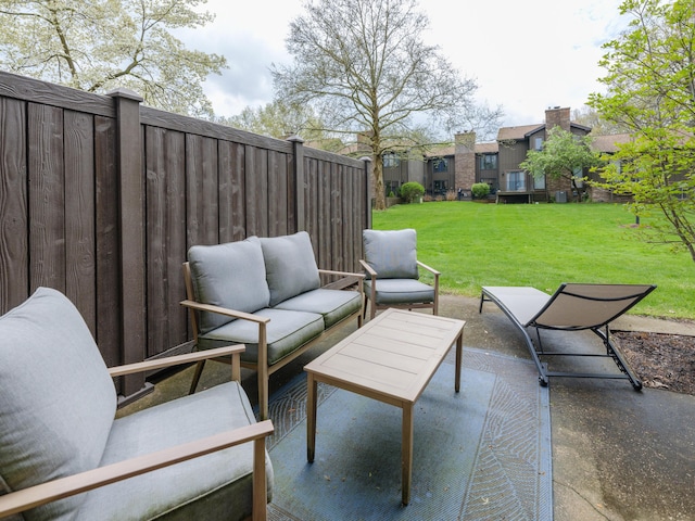 view of patio featuring an outdoor living space