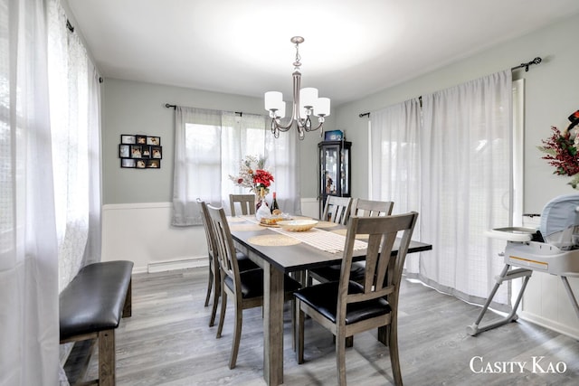 7116 Linden Ave SE, Grand Rapids, MI 49548 - dining room featuring baseboards, wood finished floors, and a notable chandelier