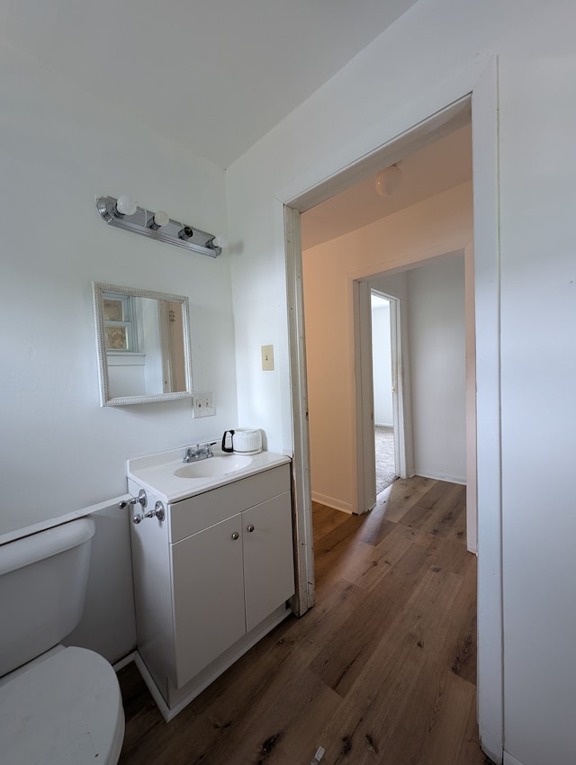 249 W Wilson Ave, Pontiac, MI 48341 - bathroom with toilet, wood finished floors, and vanity