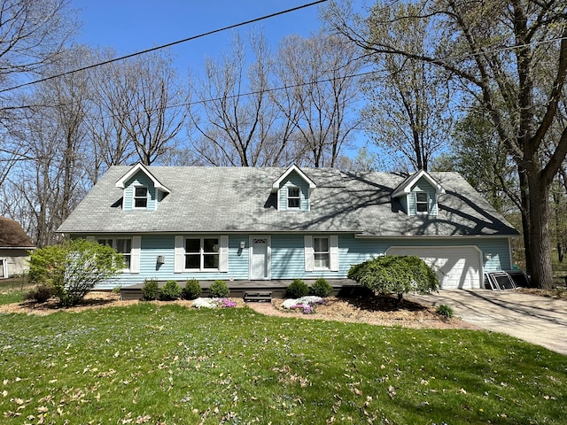 9615 Woodland Ct, Ypsilanti, MI 48197 - new england style home with an attached garage, driveway, and a front lawn