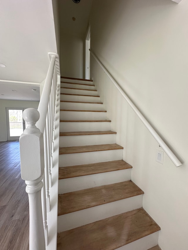 9615 Woodland Ct, Ypsilanti, MI 48197 - stairway featuring wood finished floors