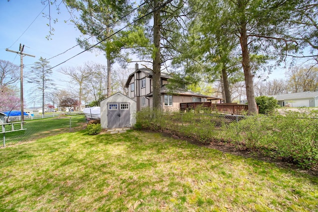 8577 Glenwood Ct, Jackson, MI 49201 - view of yard with a fenced backyard, a storage unit, an outdoor structure, and a deck