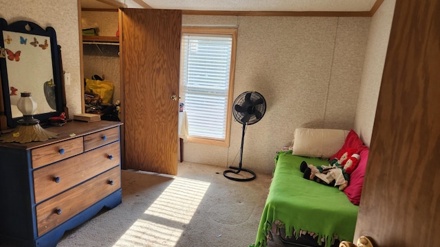 2513 Moore Dr, Allegan, MI 49010 - bedroom featuring carpet, multiple windows, and ornamental molding