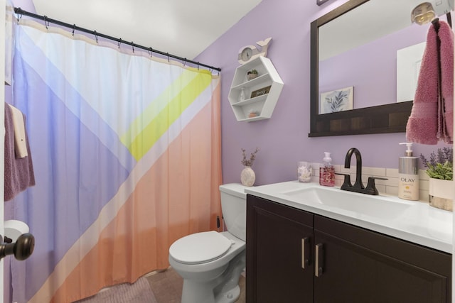 1560 S Carlson St, Westland, MI 48186 - bathroom with vanity, tile patterned flooring, toilet, and a shower with shower curtain