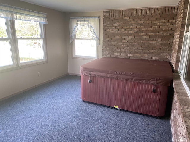 12036 S Custer, Dundee, MI 48133 - unfurnished office with healthy amount of natural light, carpet, baseboards, and brick wall
