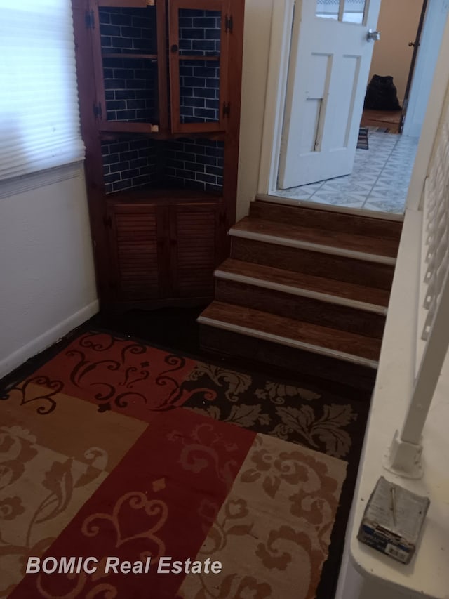 stairs with baseboards