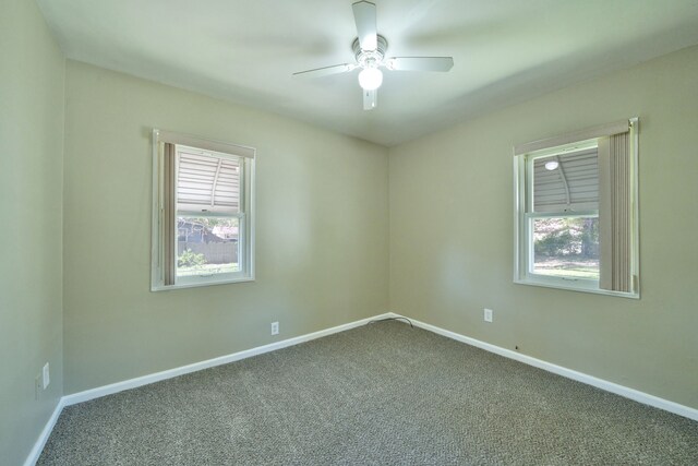 carpeted spare room with plenty of natural light and baseboards