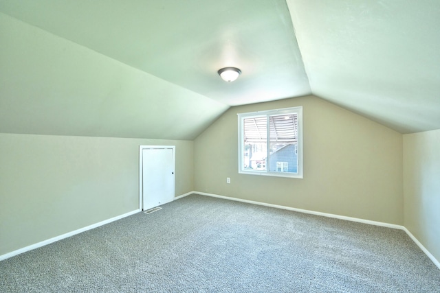 additional living space with carpet, baseboards, and lofted ceiling