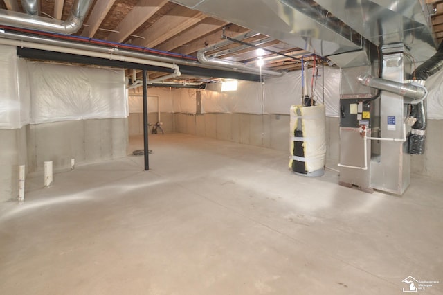 unfinished below grade area with heating unit
