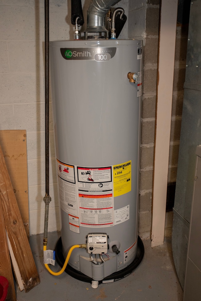 utilities featuring gas water heater