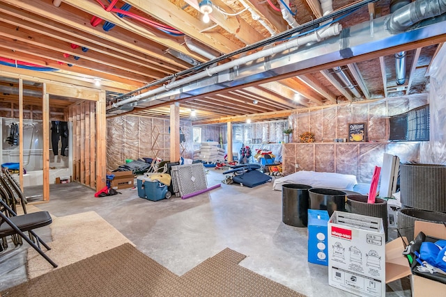 view of unfinished basement
